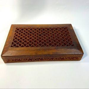 Vintage Ornate Wood Hand Carved Box BoHo